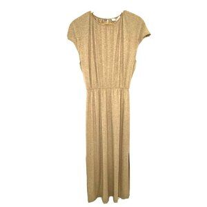 WAYF Cap Sleeve Knit Dress Womens size Small Maxi Dress Pullover Khaki Beige